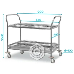 тележка для сушки посуды тдпп - 900х600х860 «profi lnox» (3 уровня - стаканы/тарелки/тарелки)