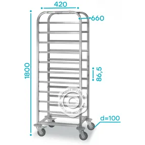 тележка-шпилька тшпп - 660х420х1800 «profi ral» (18 уровней противней 600х400)