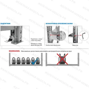 стеллаж ms pro z 2000х2100х400 (3 яруса, для колес)