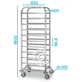 тележка-шпилька тшпп - 660х820х1800 «profi ral» (18 уровней противней 600х800)