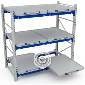 стеллаж с выкатными платформами s-heavy 500 (3 яруса хранения)