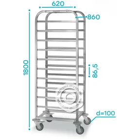 тележка-шпилька тшпп - 860х620х1800 «profi ral» (18 уровней противней 800х600)