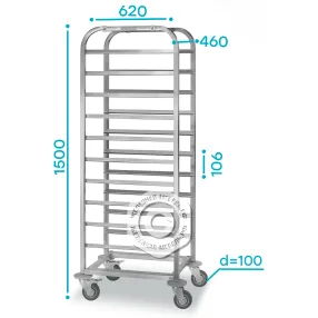 тележка-шпилька тшпп - 460х620х1500 «profi ral» (12 уровней противней 400х600)