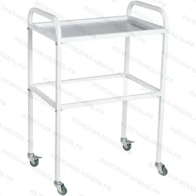 стол медицинский инструментальный сми-02 (полки металл, колёса пластик)