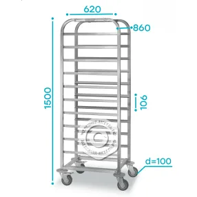 тележка-шпилька тшпп - 860х620х1500 «profi ral» (12 уровней противней 800х600)