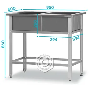 ванна моечная вмср - 500/2 «retail», отв. д/смесит.