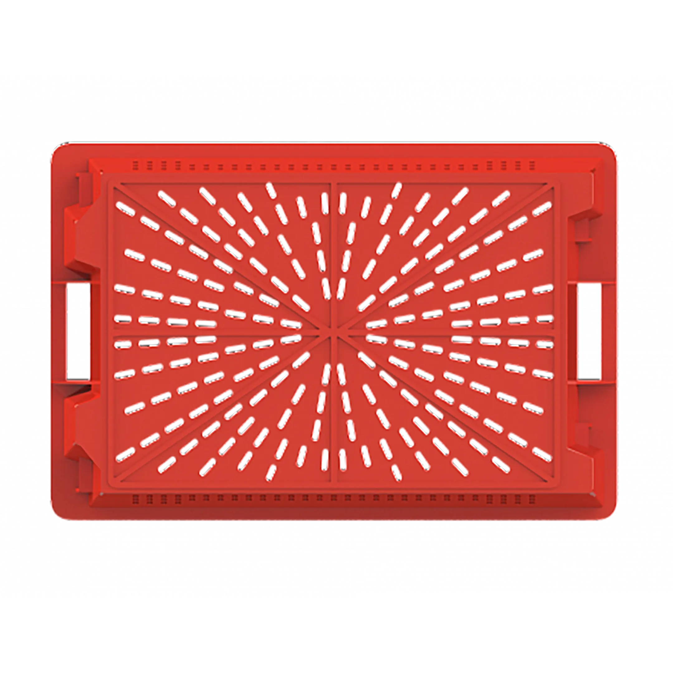 Ящик универсальный пищевой конусный перфорированный (600х400х200), без крышки (Красный)